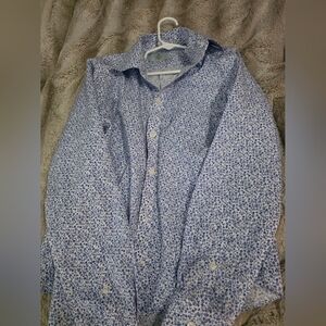 Boys Classic Club Dress Shirt In Blue Floral Button-Up Shirt.Size 10. Worn 1x.